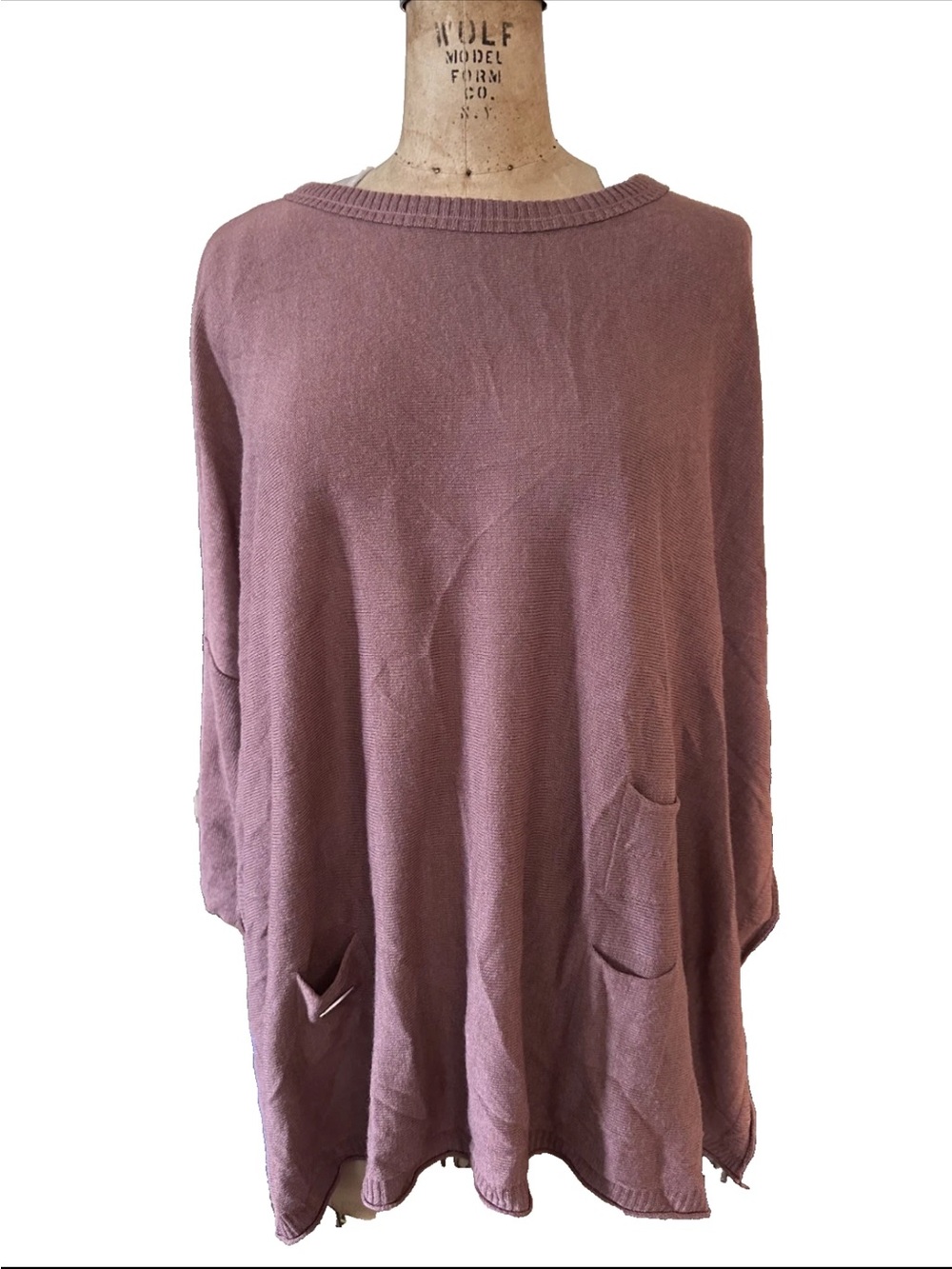 MerSea Catalina Traveler Sweater Mauve Tope OS Coastal Lagenlook Minimalist NWT
